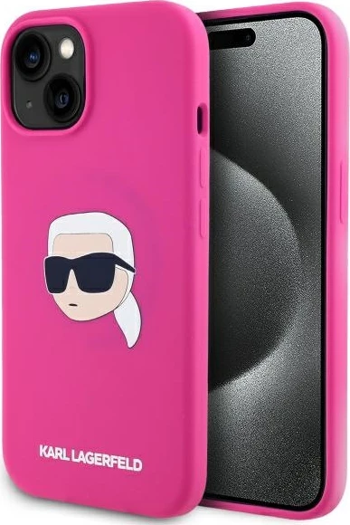 Mbështjellës Karl Lagerfeld KLHMP15SSKHPPLF për iPhone 15 6.1", silikon, MagSafe, fuchsia