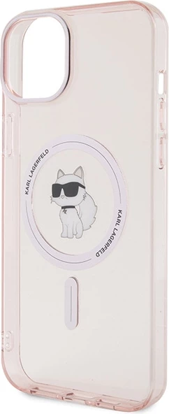 Mbështjellës Karl Lagerfeld IML Choupette MagSafe për iPhone 15 Plus, rozë