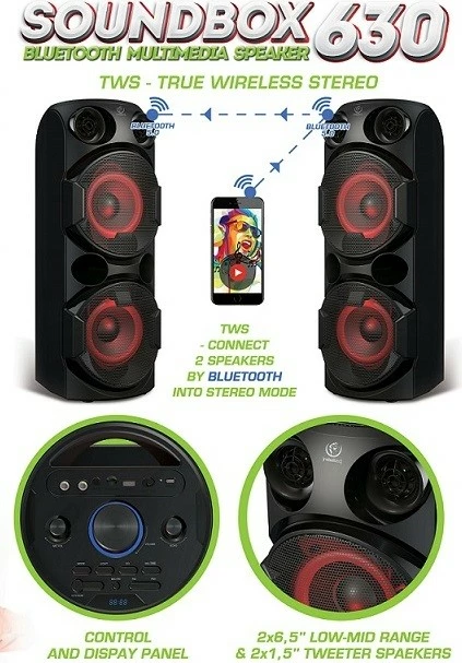 Altoparlant Bluetooth Rebeltec SoundBox 630, 70W, i zi, me pilot