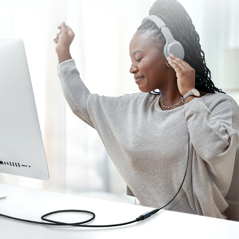 Kabllo audio AUX Joyroom SY-A09, 1.2m, mini jack 3.5mm mashkull-femër, e zezë