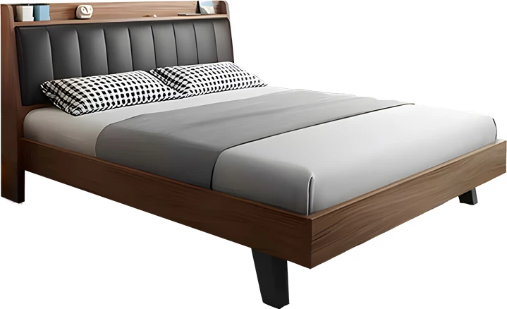 Krevat dopio, MDF-PU, ngjyrë arre-e zezë, 150x200cm