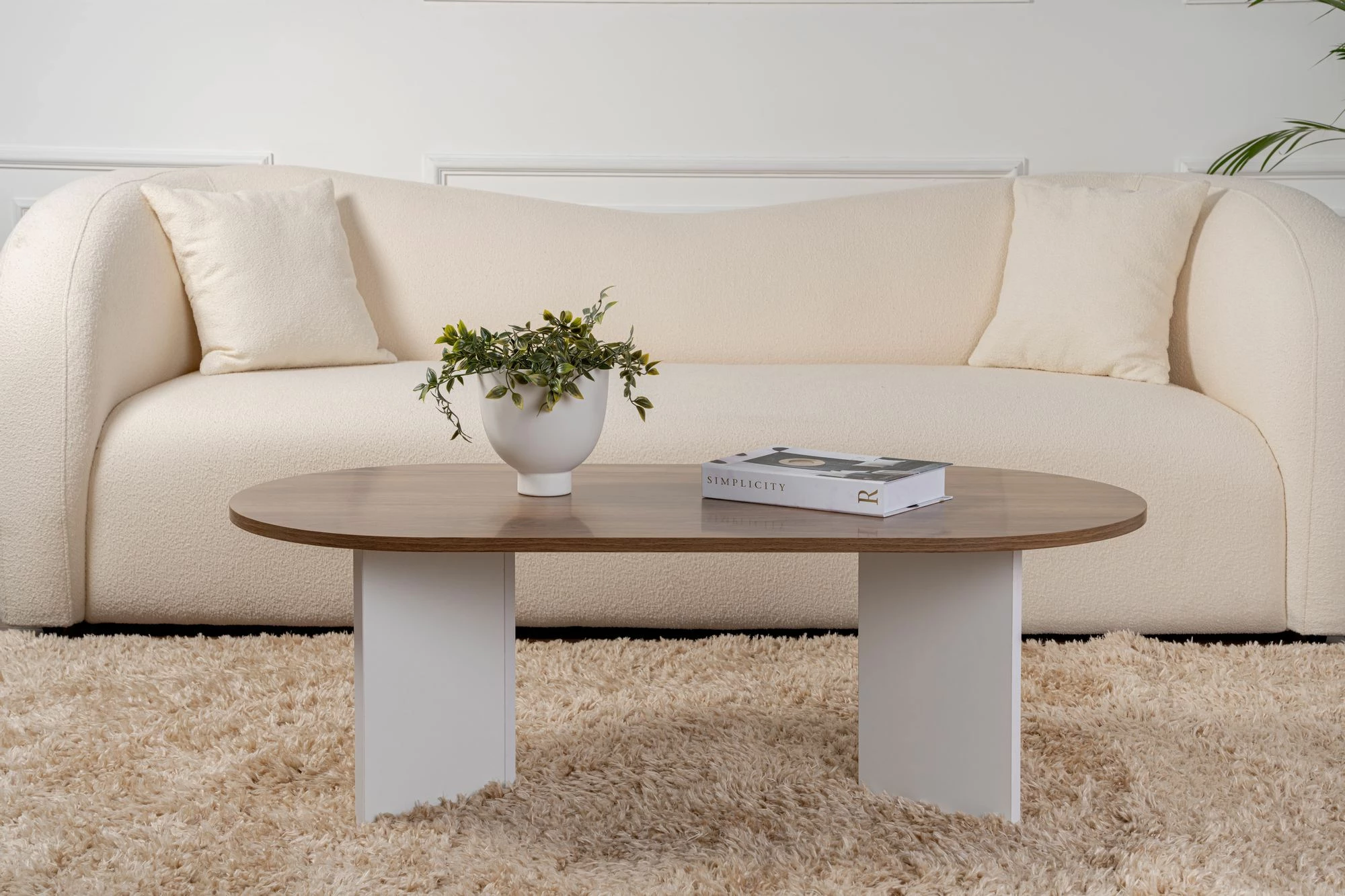 Tavolinë kafeje Nordure, ngjyrë arre dhe e bardhë