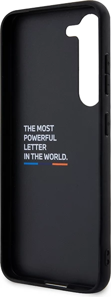Mbështjellës BMW Leather Stamp Tricolor për Samsung Galaxy S23+, lëkurë, e zezë