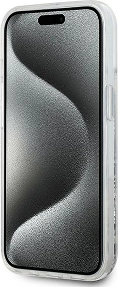 Mbështjellës Karl Lagerfeld Liquid Glitter Choupette Head MagSafe për iPhone 15 Plus / 14 Plus, Transparent