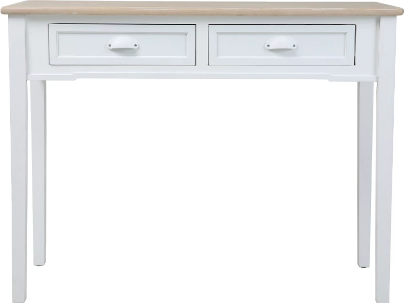 Konsolë me 2 sirtarë, e bardhë/natyrale, 102x40x78