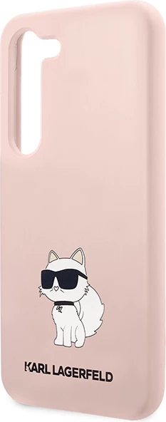 Mbështjellës Karl Lagerfeld Liquid Silicone Ikonik Choupette për Samsung Galaxy S23, Rozë