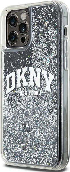 Mbështjellës DKNY Liquid Glitter Big Logo për iPhone 12/12 Pro, i zi
