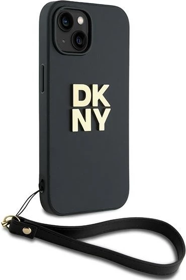 Mbështjellës DKNY Wrist Strap Stock Logo për iPhone 15/14/13, i zi