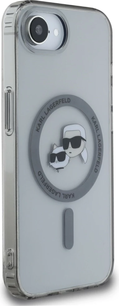 Mbështjellës Karl Lagerfeld IML Metal Karl & Choupette Heads MagSafe për iPhone 16e, i zi