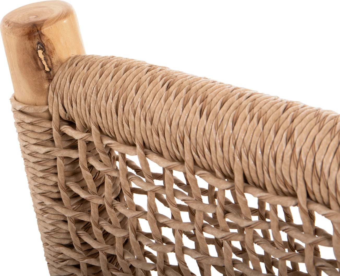 Set salloni për jashtë 4 pjesë, dru teak, ratan sintetik, ngjyrë natyrale