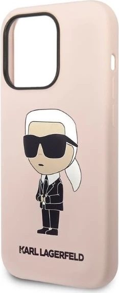Mbështjellës Karl Lagerfeld Silicone Ikonik për iPhone 14 Pro Max, rozë