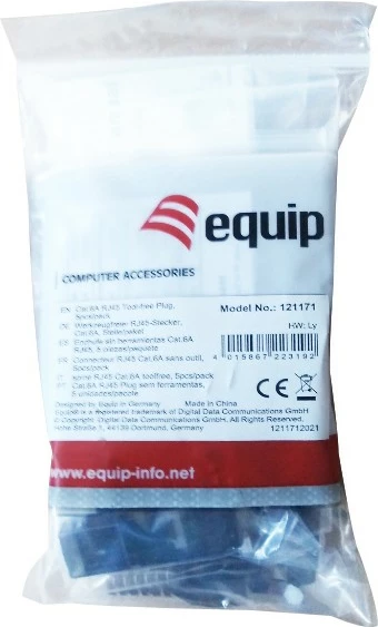Konektor rrjeti RJ-45 Equip 121171, Cat6a, tool-less, 5 copë, ngjyrë nikel