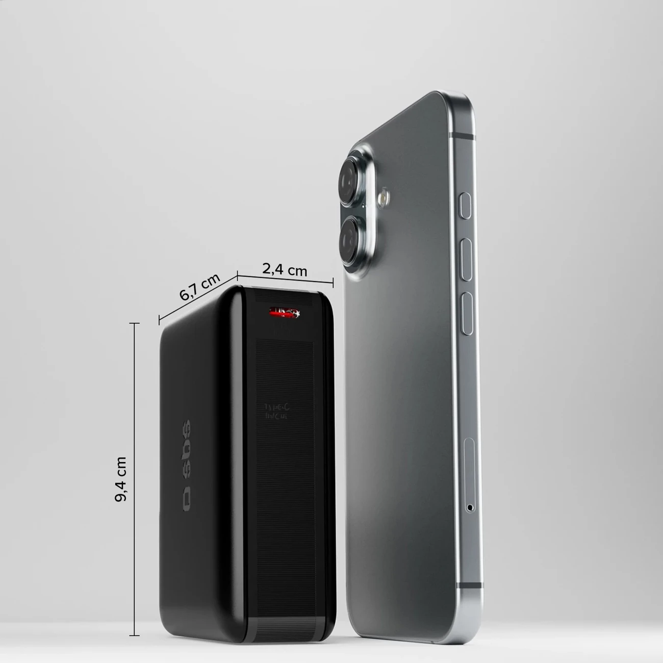 Powerbank SBS 20000mAh 65W PD AFC me USB-C/USB-A, e zezë