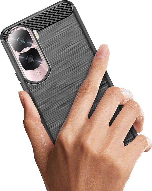 Mbështjellës Hurtel Carbon Case për Honor 90 Lite, silikon, i zi
