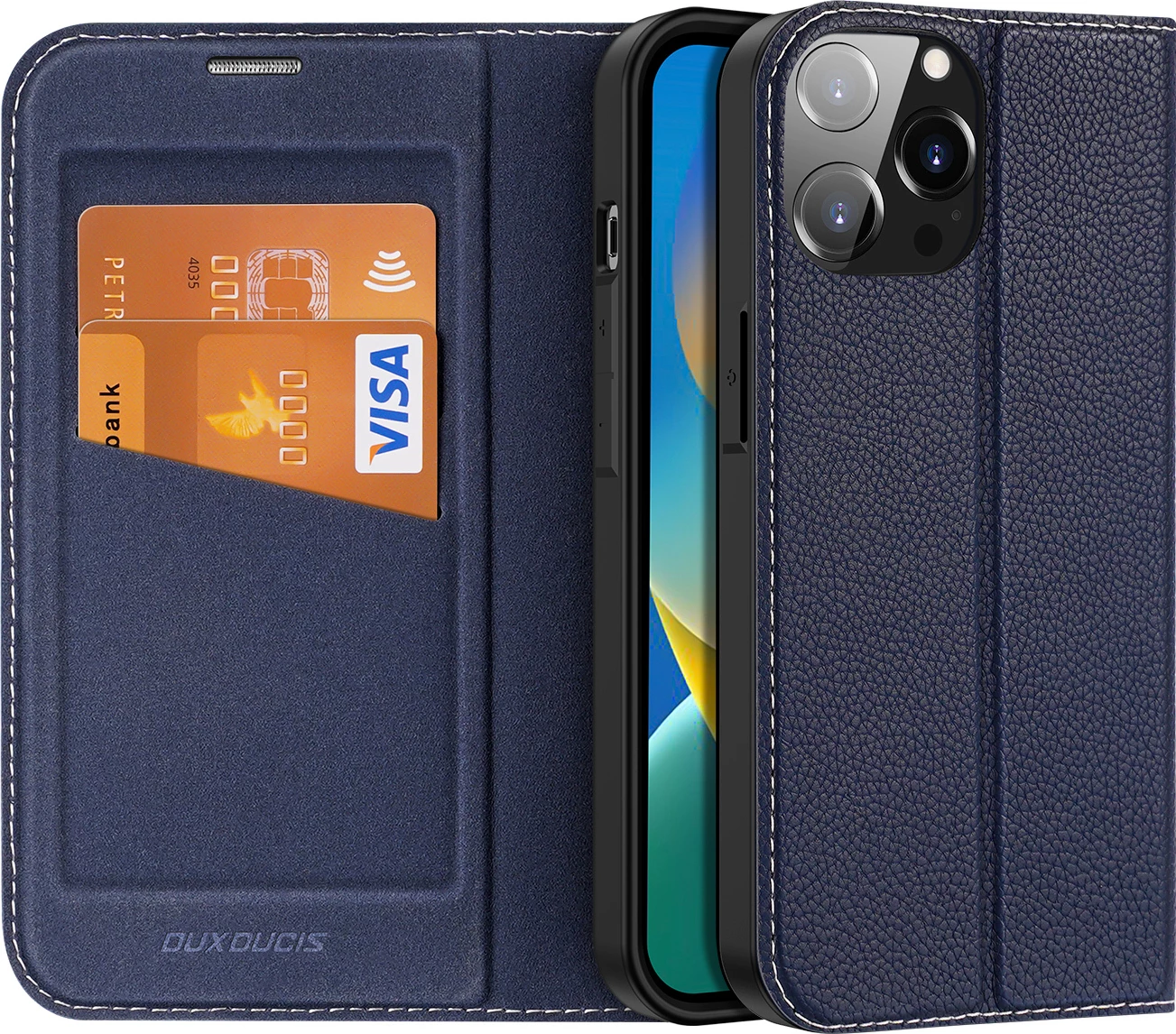 Mbështjellës Dux Ducis Skin X2 për iPhone 14 Pro Max, me kapak magnetik, Blu