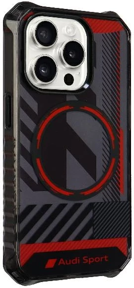 Mbështjellës Audi IML Sport MagSafe për iPhone 15 Pro Max 6.7", zi/zi