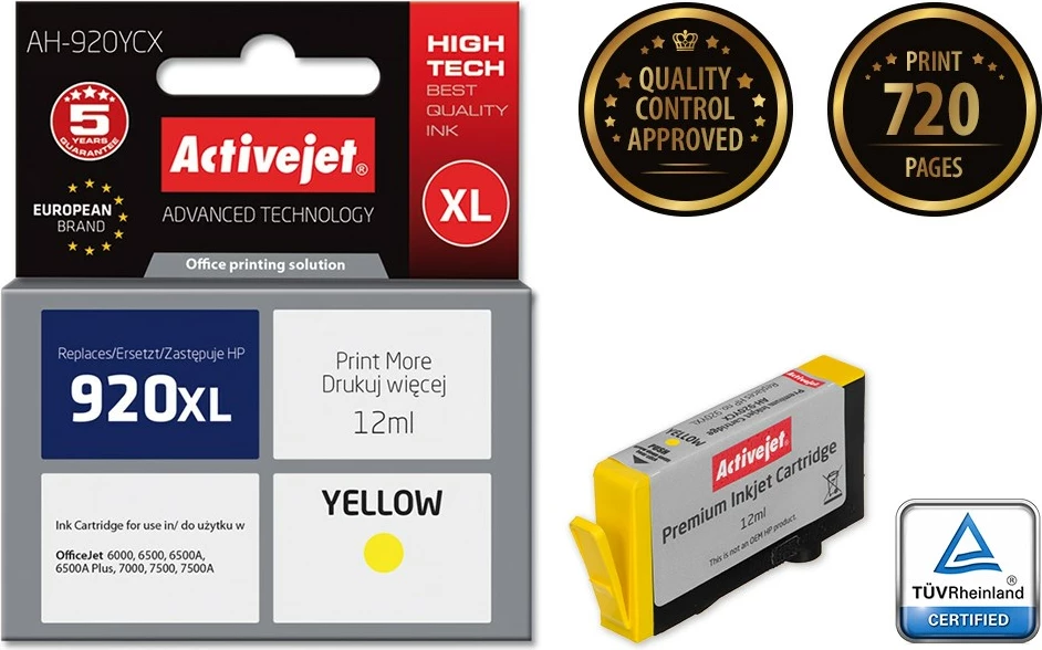 Ngjyrë Activejet AH-920YCX për printer HP 920XL CD974AE, i verdhë