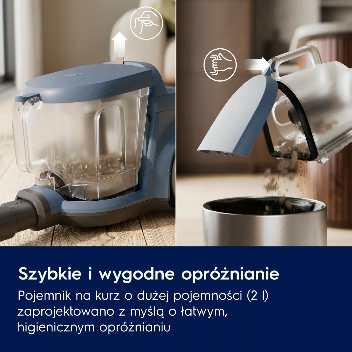 Fshesë me korrent pa qese Electrolux EL51C1LDB 1000 W, 2 L, HEPA, rreze 9 m, blu