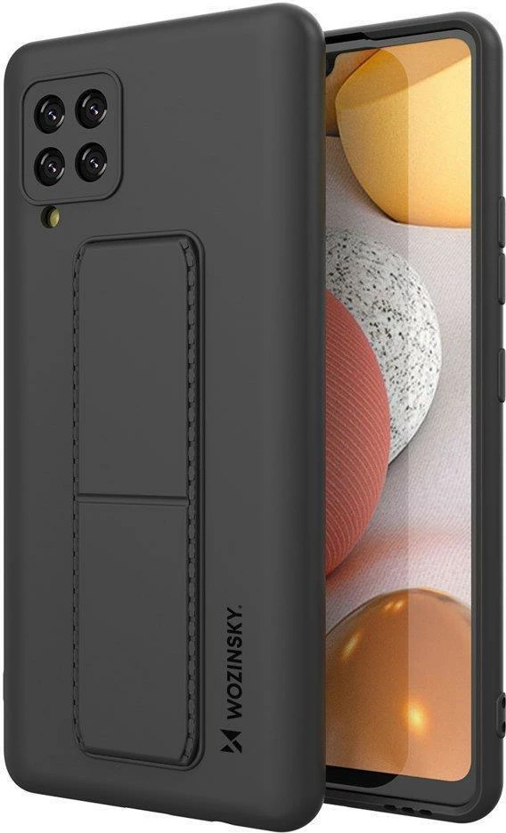 Mbështjellës Wozinsky Kickstand Case për Samsung Galaxy A42 5G, silikon, i zi