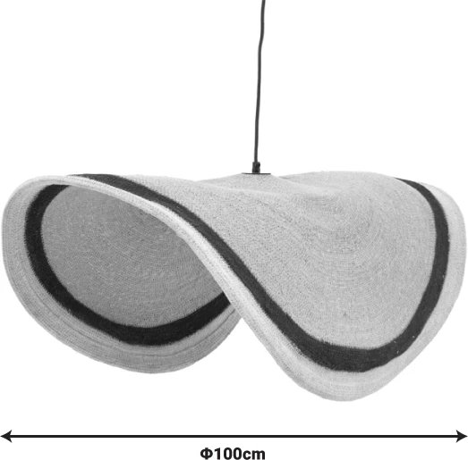 Dritë tavani Hatchie Inart natyrale-e zezë-e bardhë, bar deti-hekur, D100x133cm