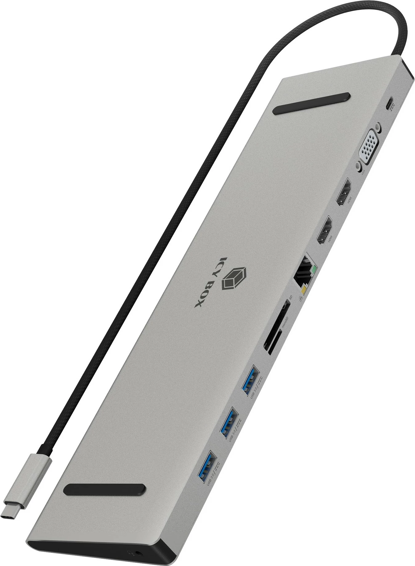 Docking station ICY BOX IB-DK2106a-CPD, USB 3.2 Gen 1, 100 W, Anthracite, Black