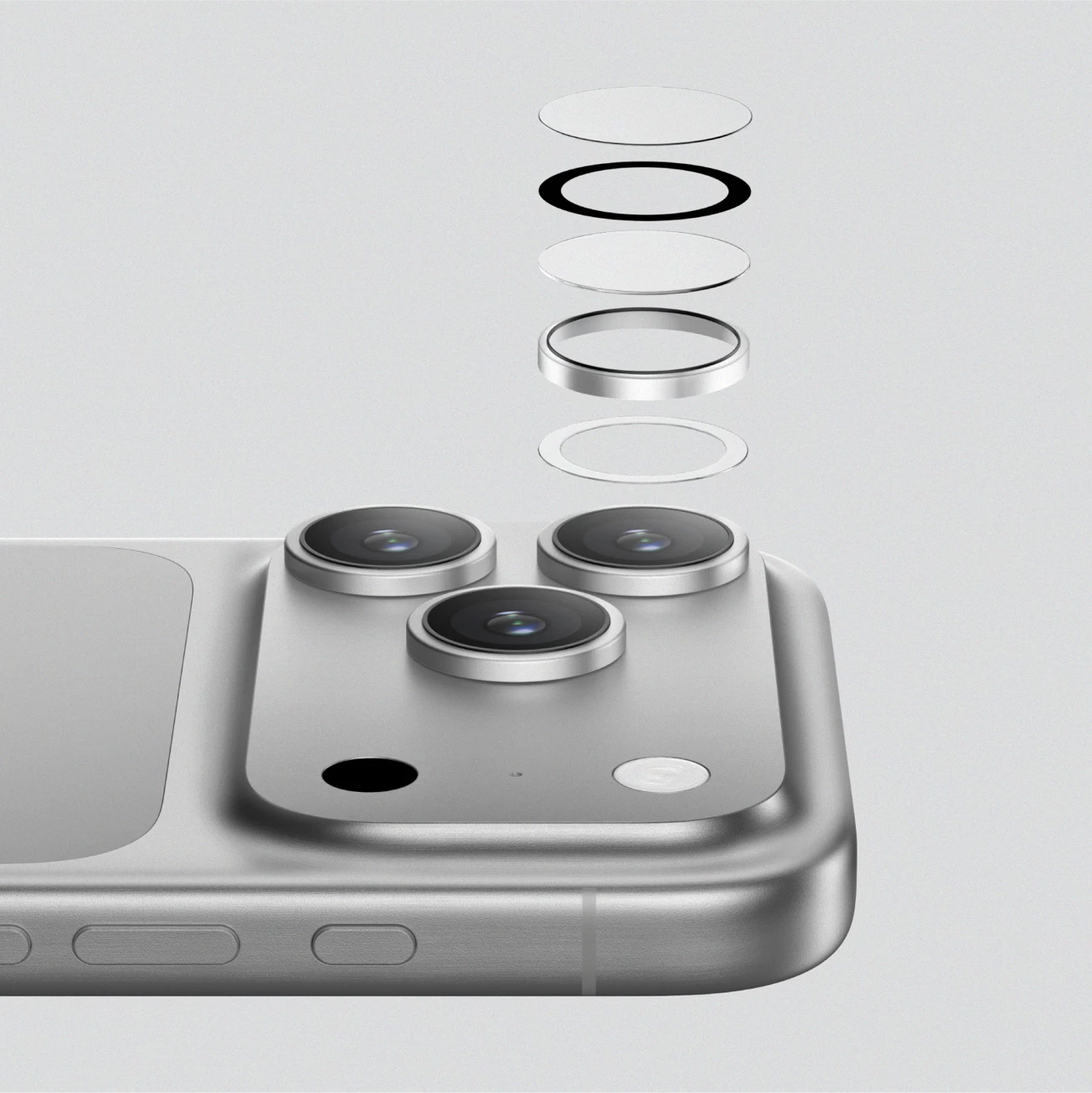 Mbrojtës xhami safiri AmazingThing për kamerë, iPhone 17 Pro / Pro Max, kornizë e zezë