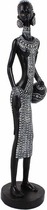 Figurë dekorative IRAMBA 1, polirezine, e zezë-e bardhë, 8x8x35cm