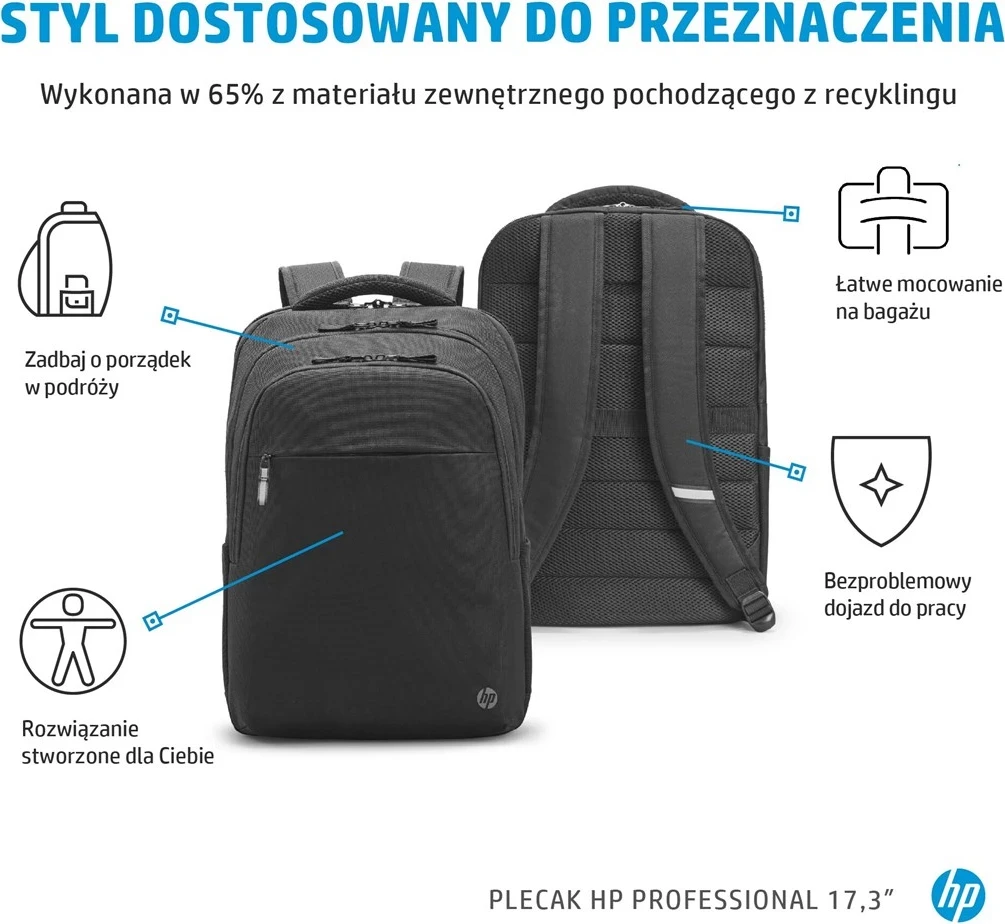 Çantë shpine për laptop HP Professional 17.3-inch, e zezë