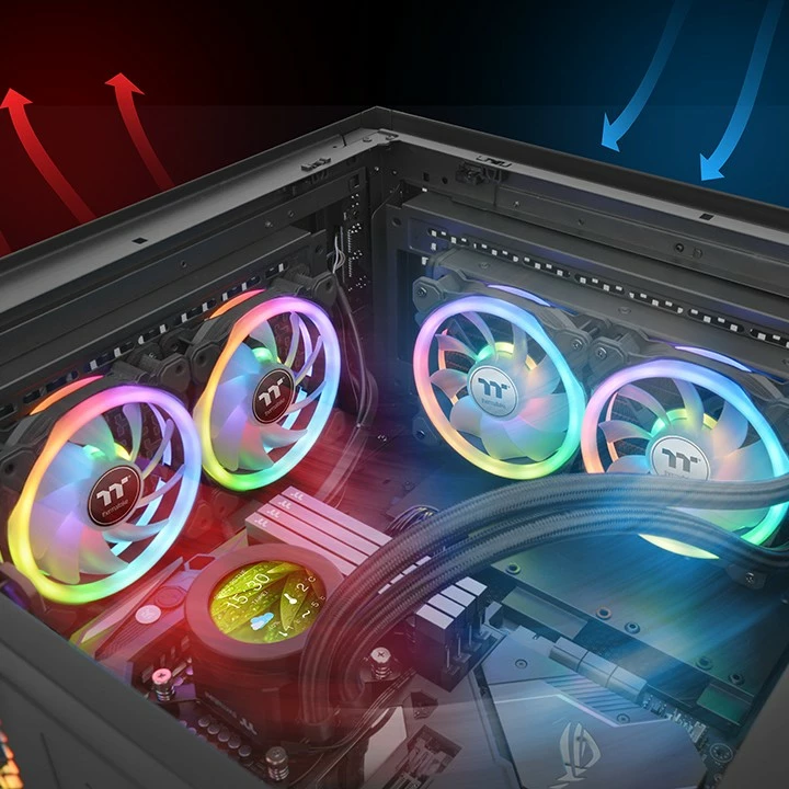 Ventilator kasë Thermaltake SWAFAN 12 RGB, 3 copë, 12 cm, RGB, i zi