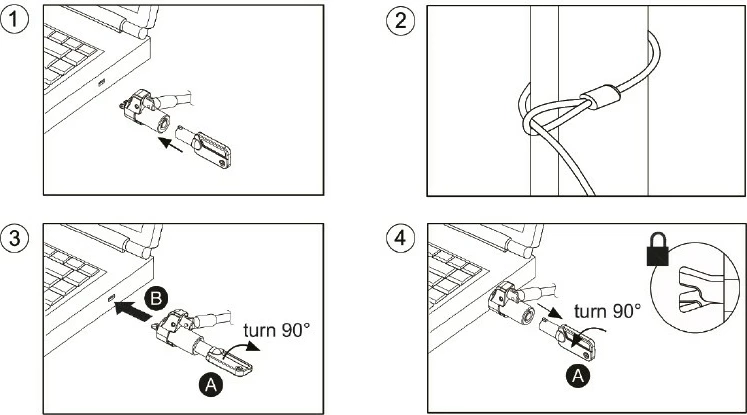 Kabllo sigurie për laptop LogiLink Noble Lock NBS012, e zezë/argjend