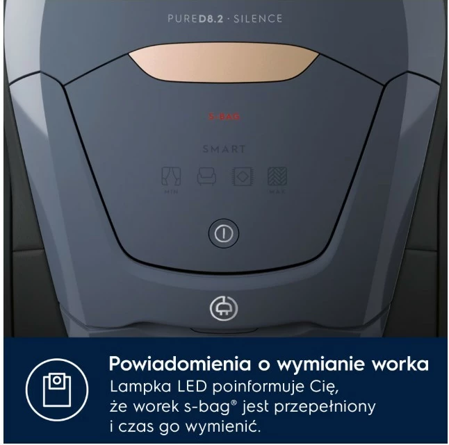 Fshesë me qese Electrolux Pure D8 PD82-8DB SILENCE, 600 W, 3.5 L, HEPA, 57 dB, blu navy