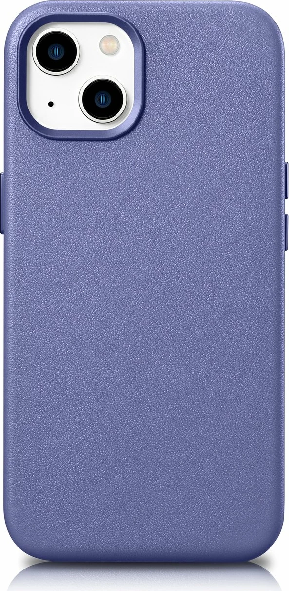 Mbështjellës iCarer për iPhone 14 Plus, lëkurë natyrale, MagSafe, vjollcë e çelët