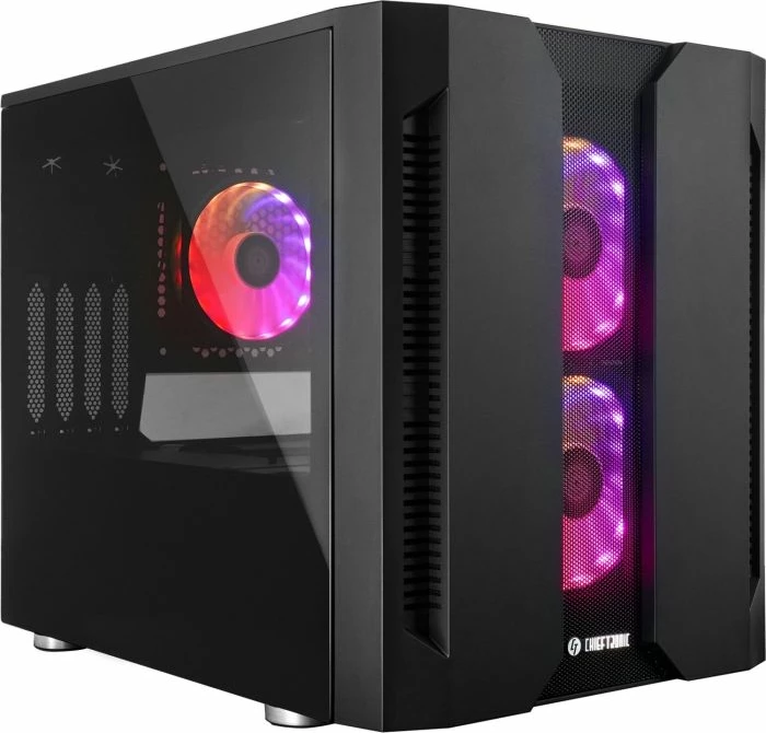 Kasë CHIEFTEC Chieftronic M2 GM-02B-OP mATX/mini-ITX, tempered glass, A-RGB, USB 3.0, e zezë