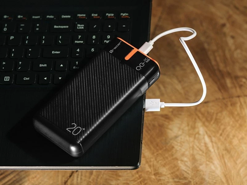 Power bank Tracer EnerGen 20000 mAh, e zezë, portokalli