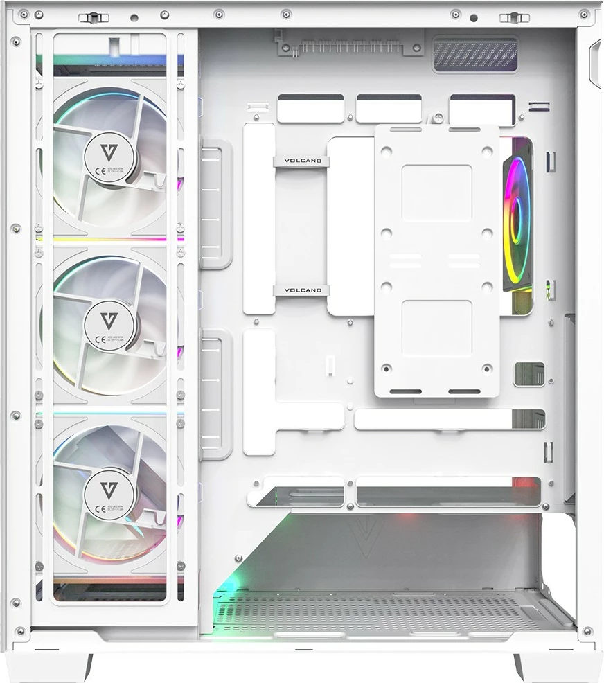 Kasë MODECOM Volcano Stellar Plus 5F AT-STELLAR-PLUS-5F-ARGB-20, Midi Tower ATX/mATX/ITX, 5x120mm ARGB me kontrollues, USB-C, xham i temperuar, e bardhë