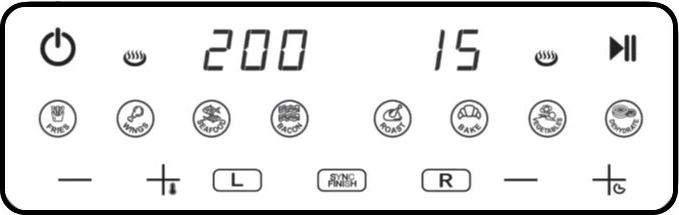 Friteuzë me ajër dyfishe Feel-Maestro MR-758, 9L (2x4.5L), 2000W, 8 programe, ekran LCD, e zezë