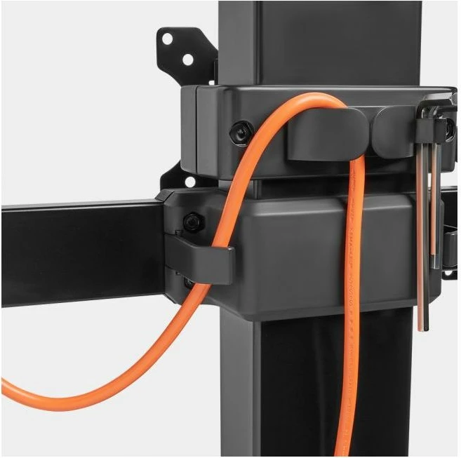 stacion pune sit-stand VONHAUS 3000167, për 2-3 monitorë, rregullim pneumatik i lartësisë, montim VESA, e zezë