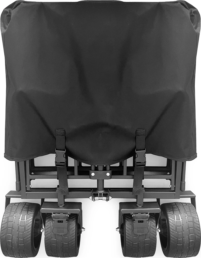 Karrocë transporti palosëse, Wozinsky WZP-100, kapacitet deri 100 kg, rrota të gjera terreni, pëlhurë Oxford 600x300D, me rrjetë sigurie, e zezë