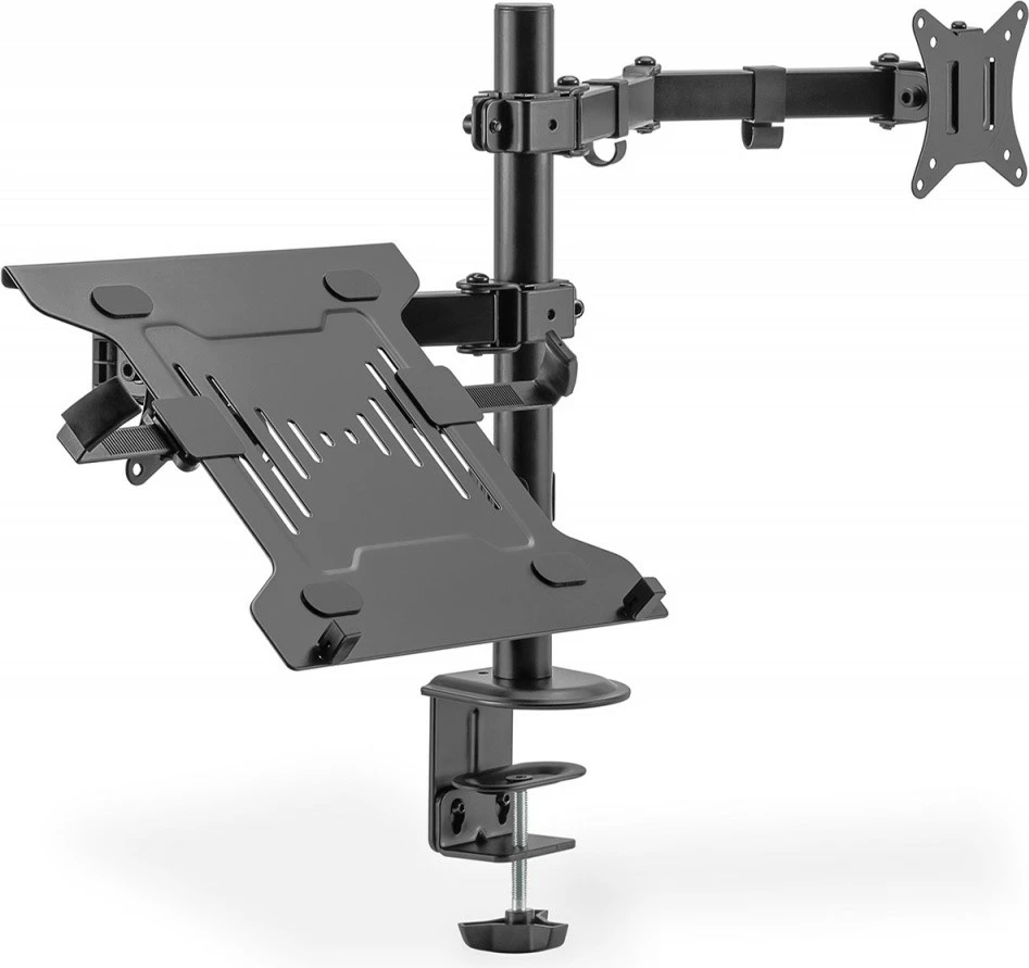 Mbajtës tavoline Digitus DA-90436 për monitor 32" dhe laptop 15.6", i zi, me kapëse