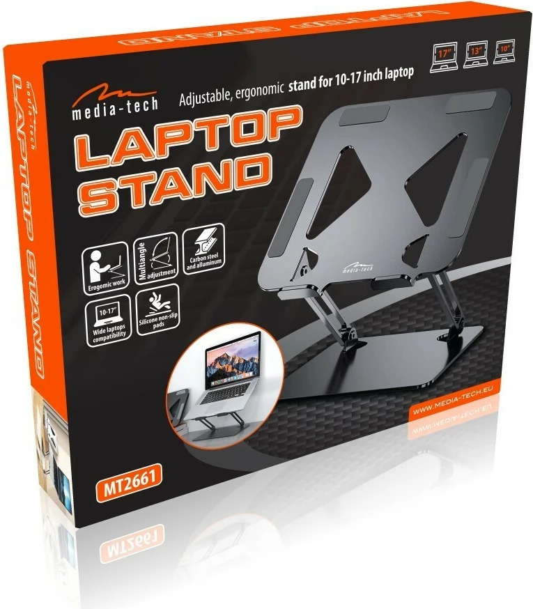 Mbajtës laptopi Media-Tech MT2661, alumini/çelik, grafit