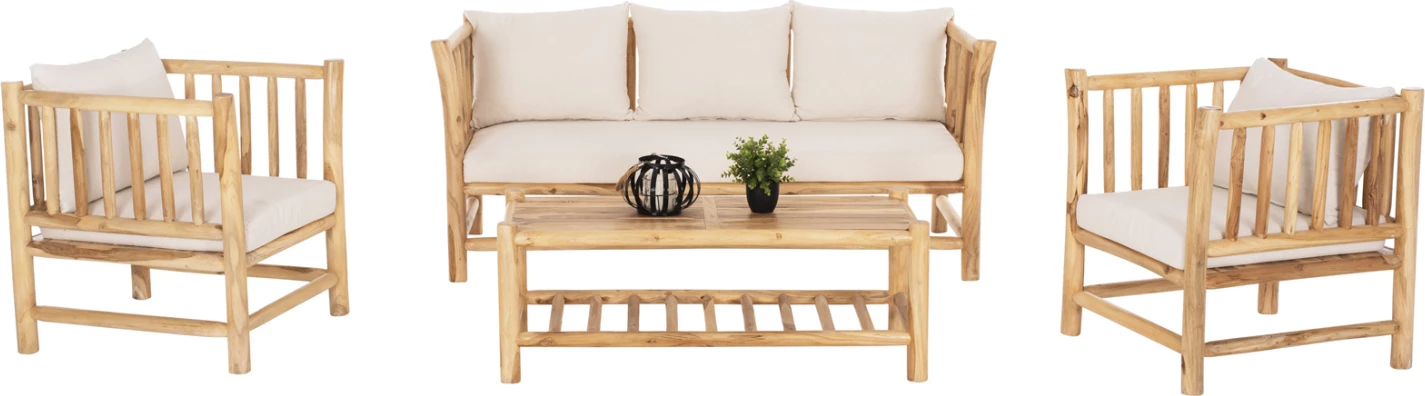 Set ulëse për kopsht FH9340, 4 pjesë, dru/të bardha