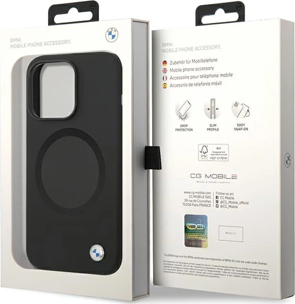 Mbështjellës BMW BMHMP14XSILBK2 për iPhone 14 Pro Max 6.7", Liquid Silicone MagSafe, Zi
