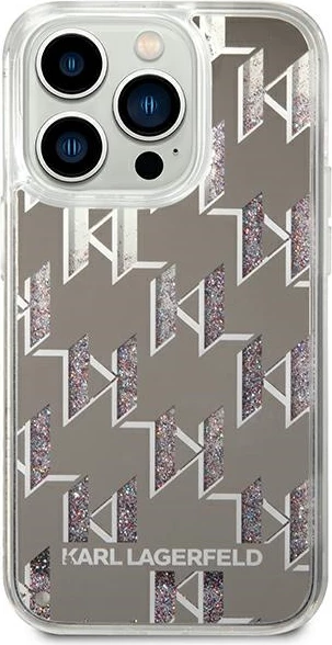 Mbështjellës Karl Lagerfeld KLHCP14XLMNMS për iPhone 14 Pro Max 6.7", hardcase, Liquid Glitter Monogram, argjendtë