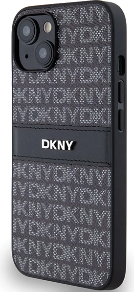 Mbështjellës DKNY Mono Stripe & Metal Logo për iPhone 15/14/13, i zi