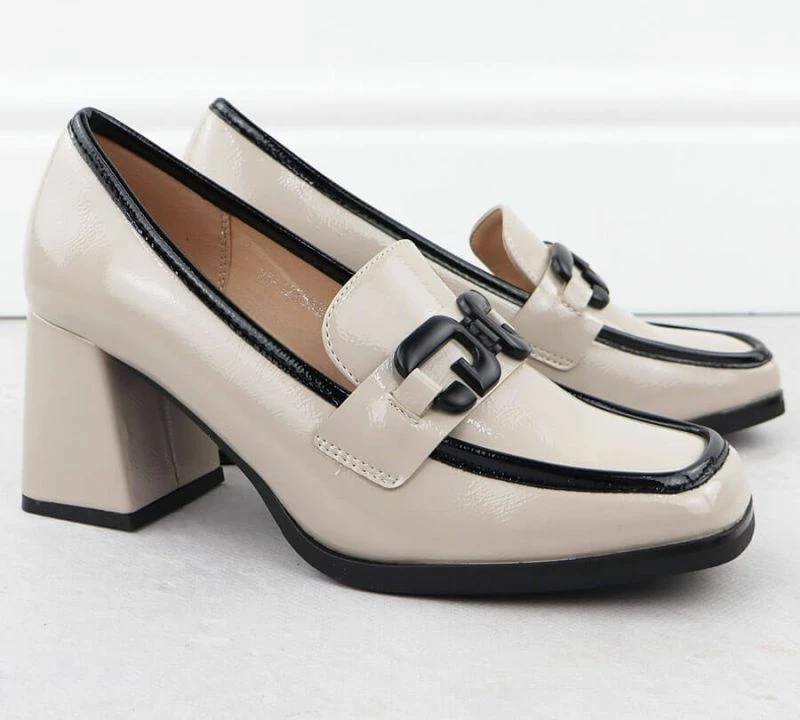 Këpucë me taka Potocki, femra, bezhë