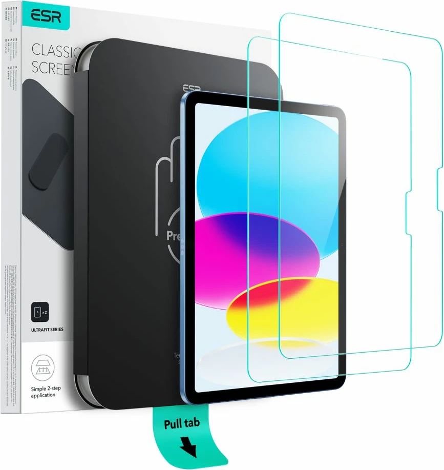 Xham i temperuar për ekran tablet ESR UltraFit, 2 copë, për iPad 10.9" (10 gen.)/11" (11 gen.)