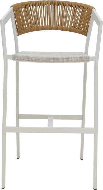 Karrige për bar alumini Phoenix, e grumbullueshme, kornizë e bardhë-tekstilen natyrale rattan, 53x58x103cm