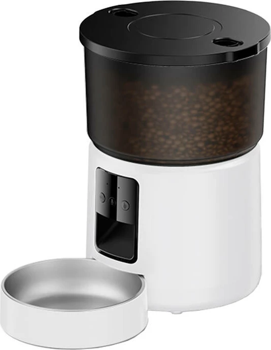 Shpërndarës ushqimi smart për kafshë Rojeco RWSQXBWFO-3L 3L Wi‑Fi me aplikacion, furnizim dypalësh, i bardhë