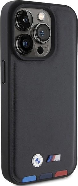 Mbështjellës BMW BMHCP15L22PTDK për iPhone 15 Pro 6.1", Leather Stamp Tricolor, i zi