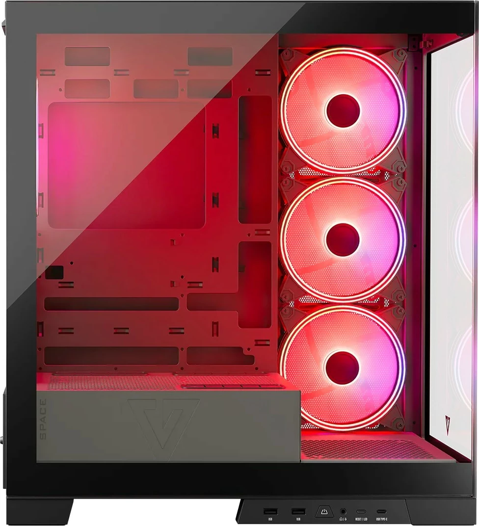 Kasë MODECOM Volcano Space ARGB, Midi Tower, xham i temperuar, e zezë